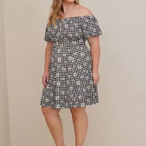 NWT Daisy Print Textured Knit Puff Sleeve Skater Mini Dress | Off Shoulder Size2